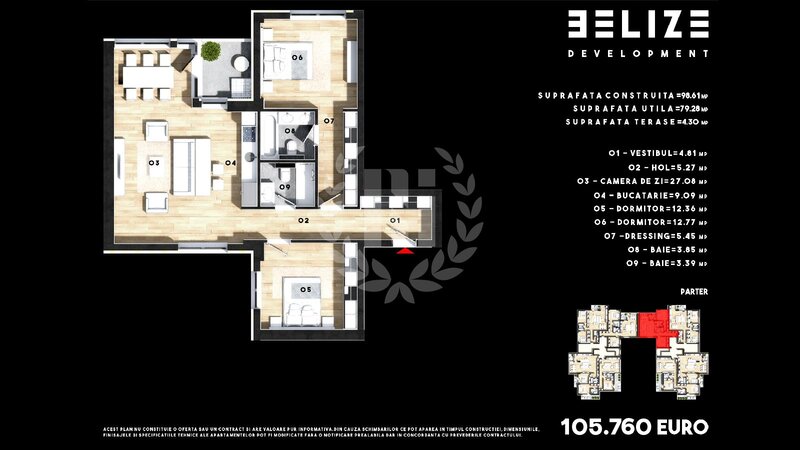 APARTAMENT 3 CAMERE DECOMANDAT 79 MP